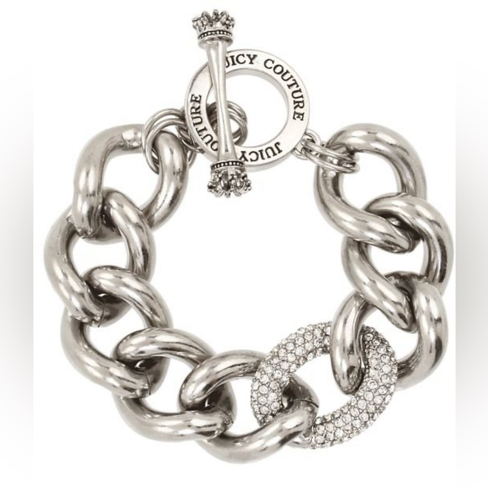 STUNNING Juicy Couture Chain Bracelet with Pave Crystals Link - Picture 1 of 10
